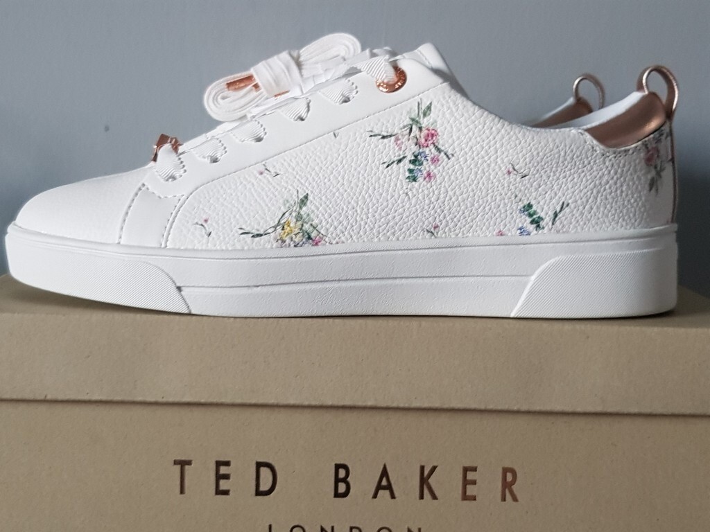 ted baker white leather trainers with rose gold